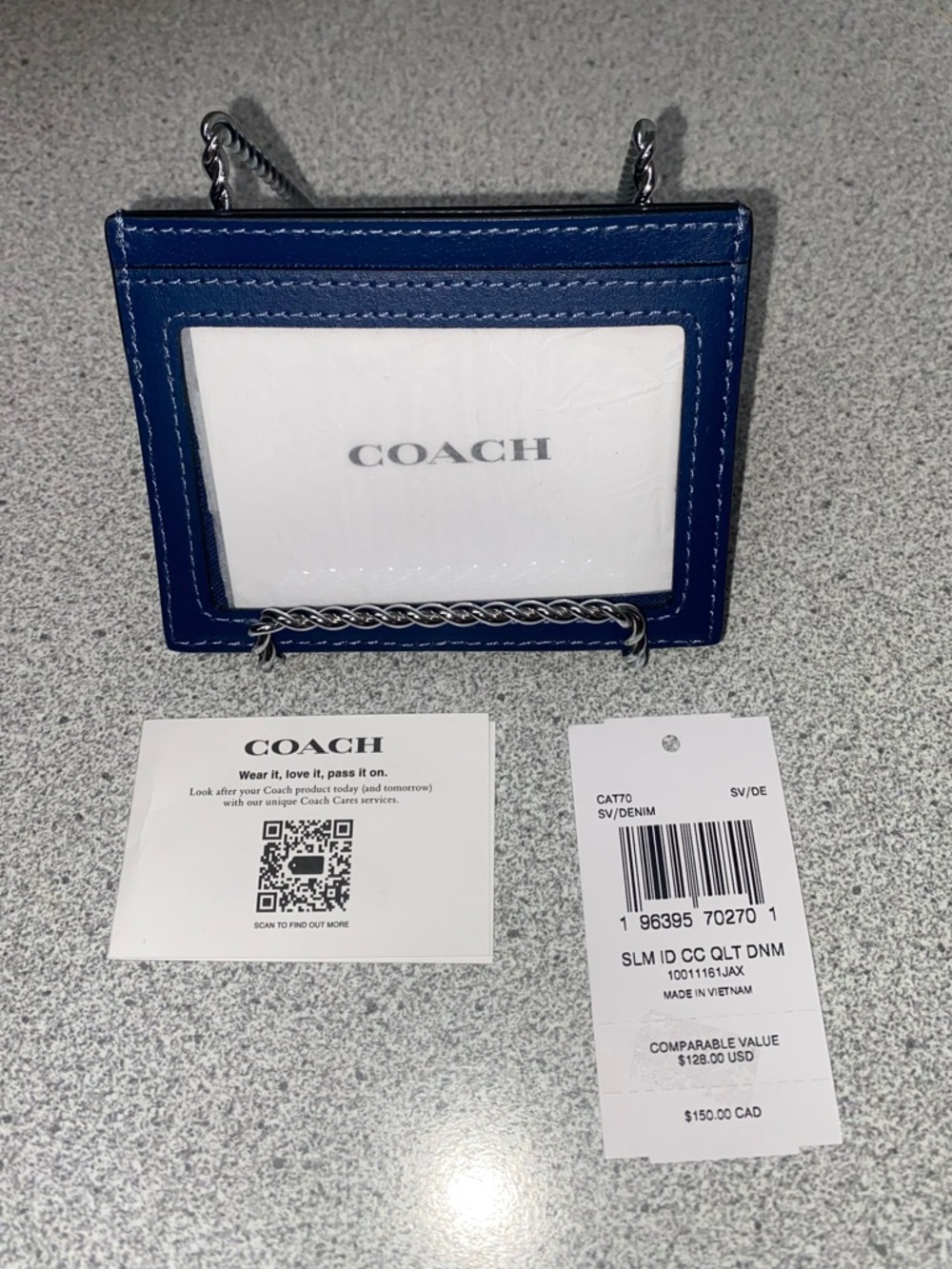 Coach Slim ID Card Case Quilted Denim NWT - Picture 4 of 9